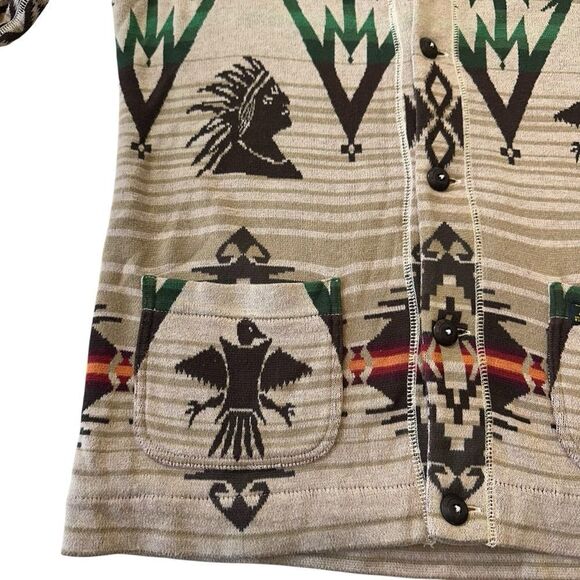 Polo by Ralph Lauren Shawl Collar Navajo Western Print Knit Cardigan Sweater, M - Picture 11 of 14